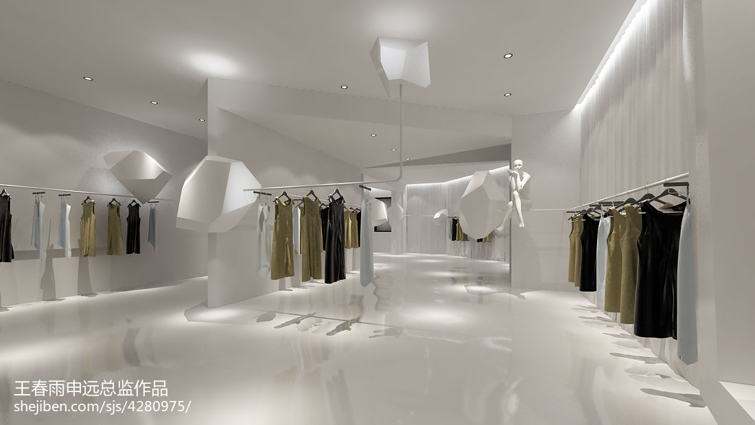品牌服裝展廳_3144826 設(shè)計本裝修效果圖解析，演繹服飾空間美學(xué)